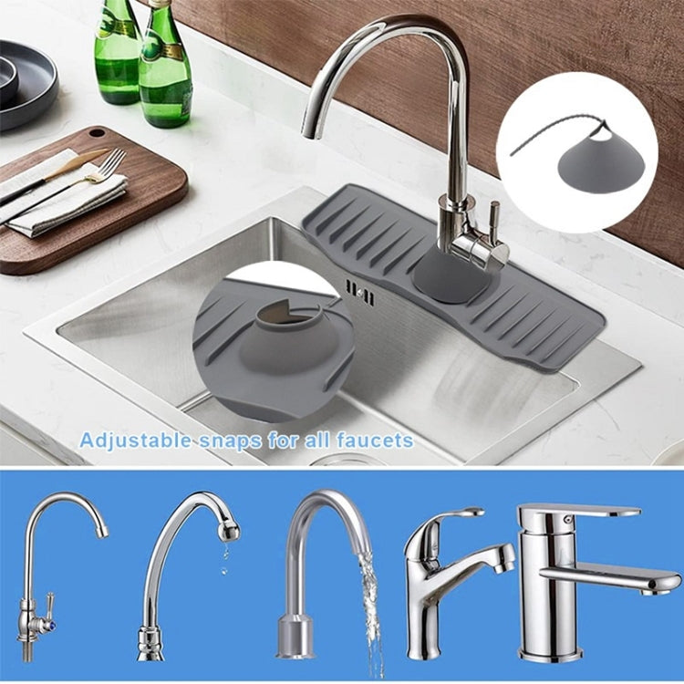 Bathroom Kitchen Silicone Faucet Anti-Splash Drain Mat, Color: White+Waterproof Edge(37x14.7x2cm) - Faucets & Accessories by buy2fix | Online Shopping UK | buy2fix