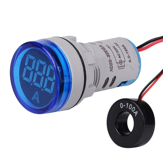 SINOTIMER ST16A Round 22mm LED Digital Signal Light 220V AC Ammeter 0-100A AC Current Indicator Light(03 Blue) - Current & Voltage Tester by SINOTIMER | Online Shopping UK | buy2fix