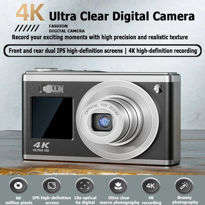 4K HD Optical Zoom Digital Camera 60MP Dual Screen Selfie Camera, No Memory(White) - Video Cameras by buy2fix | Online Shopping UK | buy2fix