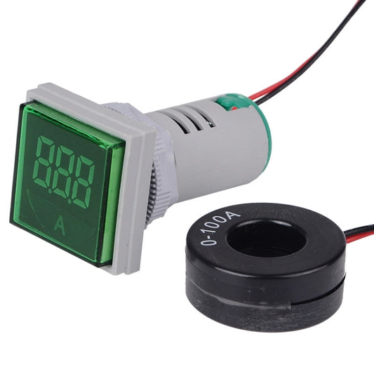 SINOTIMER ST17A Square 22mm LED Digital Display Signal Light AC Current Indicator 0-100A(04 Green) - Current & Voltage Tester by SINOTIMER | Online Shopping UK | buy2fix