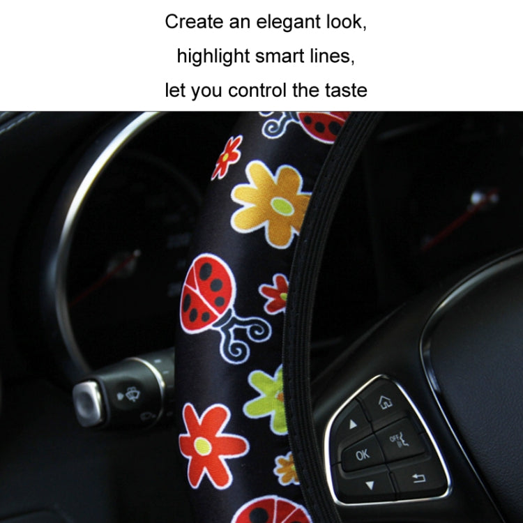 Car Steering Wheel Cover Printed Cloth Without Inner Elastic Band Cover, Pattern: Five Star Flower Orange - Seat Accessories by buy2fix | Online Shopping UK | buy2fix