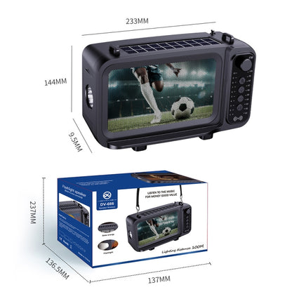 DV-666 Desktop Portable Solar Bluetooth Speaker Card FM Radio With Flashlight(Lion) - Radio Player by buy2fix | Online Shopping UK | buy2fix