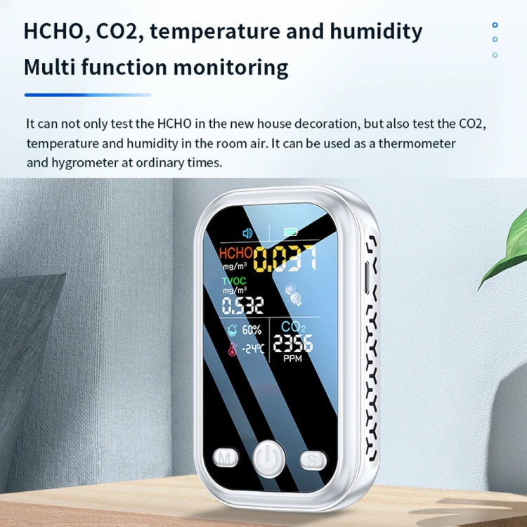 5 In 1  Air Quality Monitor TVOC HCHO CO2 Detector Temperature Humidity Tester(Black) - Air & Water Quality Tester by buy2fix | Online Shopping UK | buy2fix