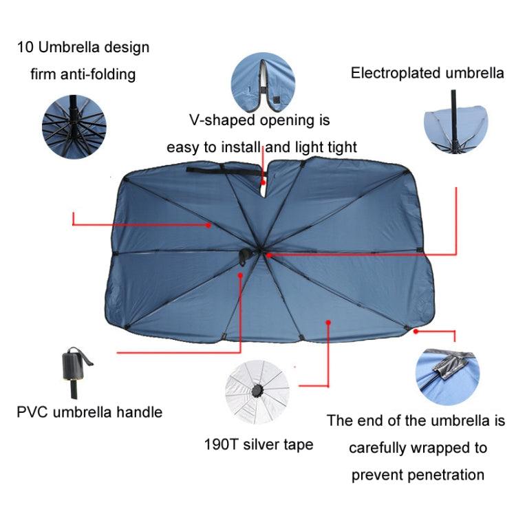 140x79cm Car Front Gear Opening Style Insulated Sun Protection Parasol(Blue Base Cloth) - Window Foils & Solar Protection by buy2fix | Online Shopping UK | buy2fix