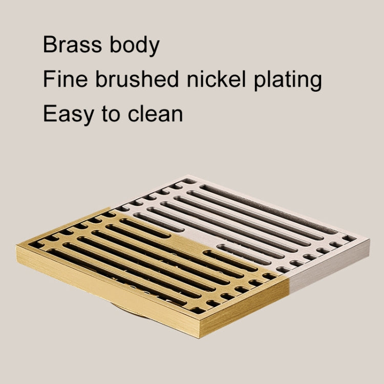 All Copper Brushed Anti-Odor Floor Drain Gravity Copper Core Bathroom Floor Drain, Specification: Square Fine Sculpture Dual Use - Drain Strainers by buy2fix | Online Shopping UK | buy2fix