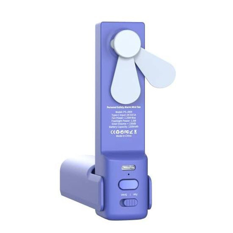 PS-J009 4-In-1 LED Light Buzzer Alarm Mini Folding Handheld Fan(Navy Blue) - Electric Fans by buy2fix | Online Shopping UK | buy2fix