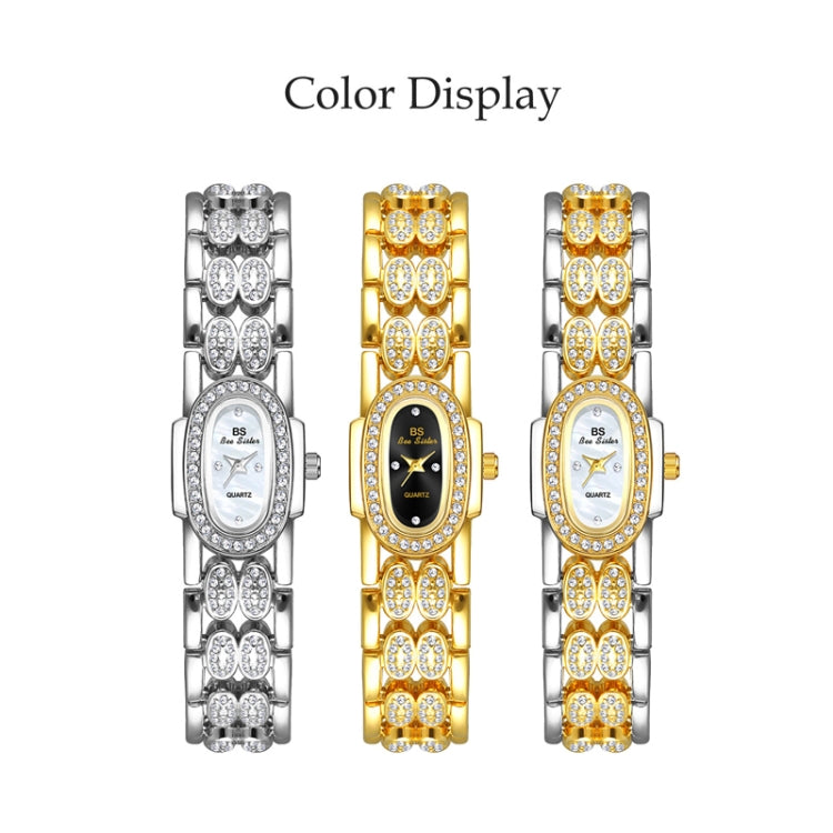 BS Bee Sister Stainless Steel Ladies Bracelet Watch Diamond Wristwatch(Golden Black) - Metal Strap Watches by BS Bee Sister | Online Shopping UK | buy2fix