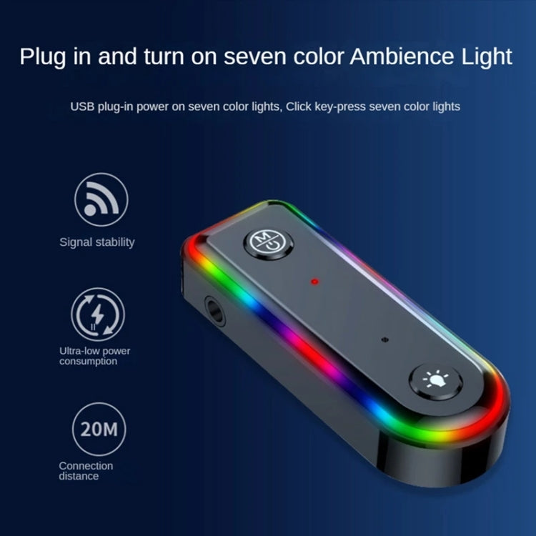 Q3 2-in-1 RGB Light Bluetooth Audio Receiver Launcher Car Audio Adapter - Bluetooth Adapters by buy2fix | Online Shopping UK | buy2fix