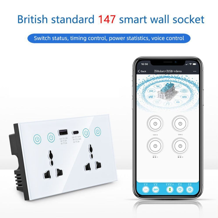 Graffiti Smart Socket With Switch USB+Type-C Dual Port Remote Control Socket, UK Plug, Style: ZigBee Black - Smart Socket by buy2fix | Online Shopping UK | buy2fix