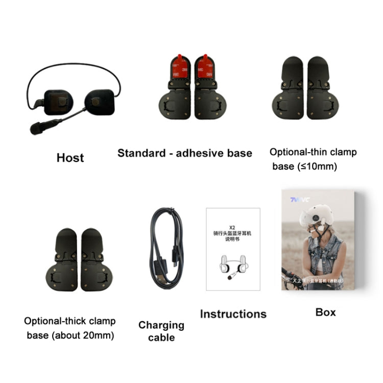 TWVC Motorcycle Bluetooth Headset Wireless Stereo Moto Helmet Headphones With Thin Clip Base - Motorcycle Walkie Talkie by buy2fix | Online Shopping UK | buy2fix