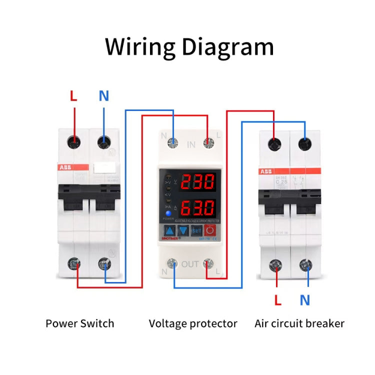 SINOTIMER SVP-718 63A Adjustable Self-resetting Intelligent Over-voltage and Under-voltage Protector 220V AC - Other Tester Tool by SINOTIMER | Online Shopping UK | buy2fix