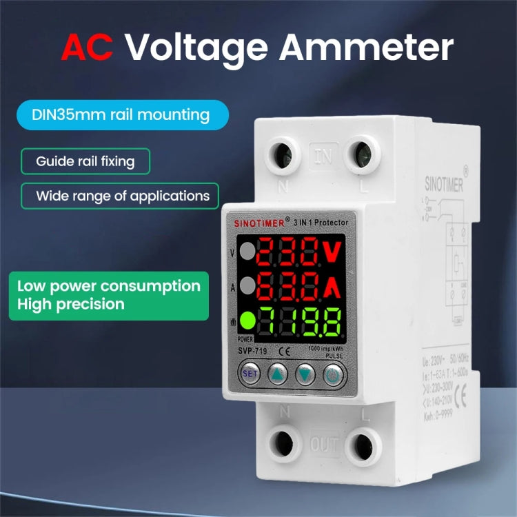 SINOTIMER SVP-719 40A_N Over Under Voltage Protector Electricity Usage Monitor Power Voltmeter - Other Tester Tool by SINOTIMER | Online Shopping UK | buy2fix