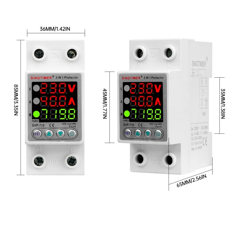 SINOTIMER SVP-719 40A_N Over Under Voltage Protector Electricity Usage Monitor Power Voltmeter - Other Tester Tool by SINOTIMER | Online Shopping UK | buy2fix