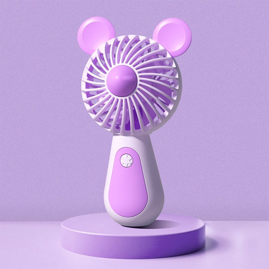 Cute Cartoon Handheld Small Fan Mini Portable USB Charging Fan, Size: Bear(Purple) - Electric Fans by buy2fix | Online Shopping UK | buy2fix