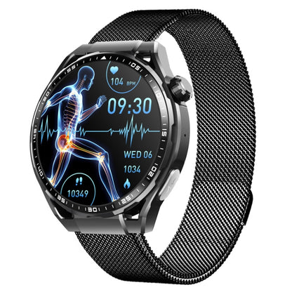 F200 Smart Health Watch ECG Electrocardiogram Blood Sugar Monitoring 1.55 Inch Round Screen, Color: Black Milan - Smart Watches by buy2fix | Online Shopping UK | buy2fix