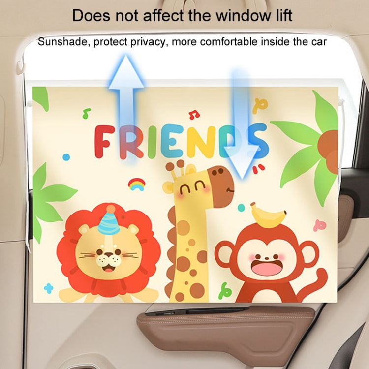 Suction Cup Car Sunshade Children Rear Side Window Insulation Sunscreen Cartoon Car Curtain, Style: Lion Monkey - Window Foils & Solar Protection by buy2fix | Online Shopping UK | buy2fix