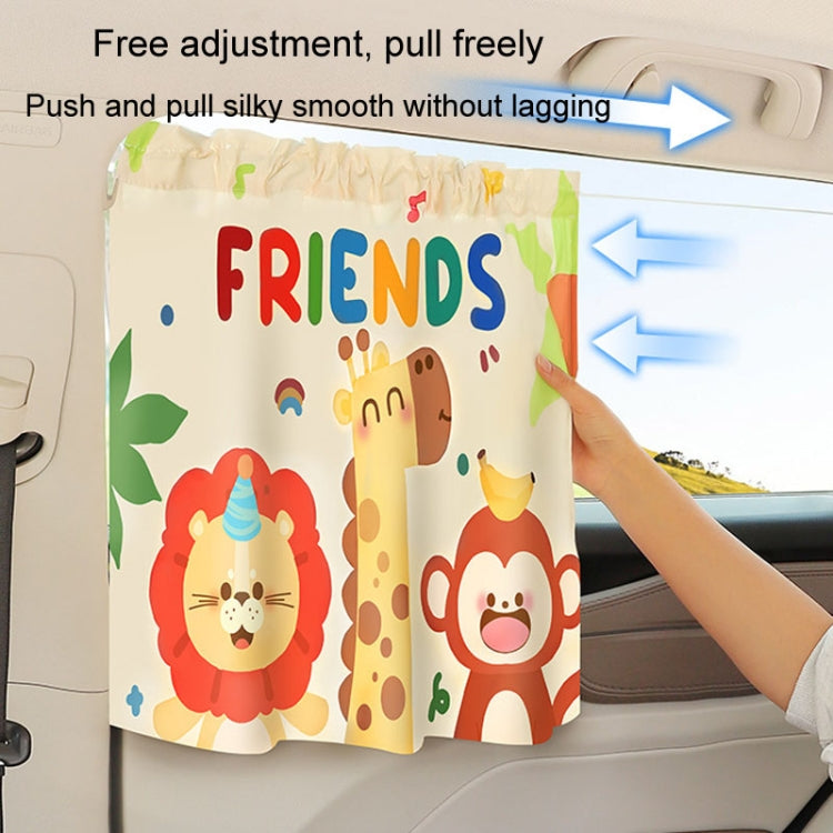 Suction Cup Car Sunshade Children Rear Side Window Insulation Sunscreen Cartoon Car Curtain, Style: Lion Monkey - Window Foils & Solar Protection by buy2fix | Online Shopping UK | buy2fix