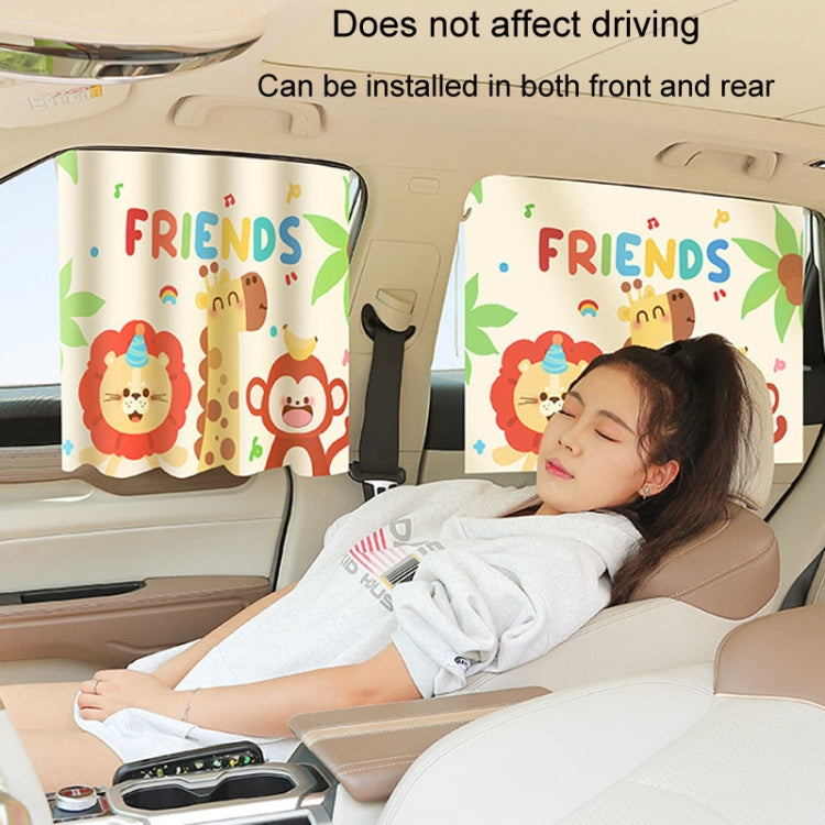 Suction Cup Car Sunshade Children Rear Side Window Insulation Sunscreen Cartoon Car Curtain, Style: Lion Monkey - Window Foils & Solar Protection by buy2fix | Online Shopping UK | buy2fix