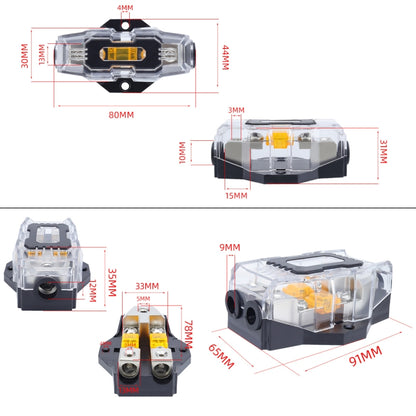 80A Car Audio Amplifier Modified Solid Brass Fuse Holder With Transparent Cover, Specifications: 2-way - Fuse by buy2fix | Online Shopping UK | buy2fix