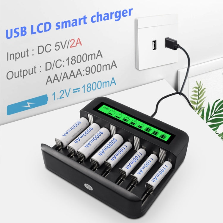 NC559 Eight-Slot LCD Multifunctional Battery Charger AA / AAA / C / D Charger - Charger & Converter by buy2fix | Online Shopping UK | buy2fix