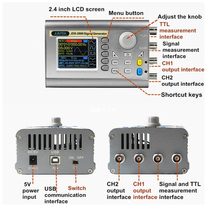 JUNTEK Programmable Dual-Channel DDS Function Arbitrary Waveform Signal Generator, Frequency: 50MHz(UK Plug) - Other Tester Tool by buy2fix | Online Shopping UK | buy2fix