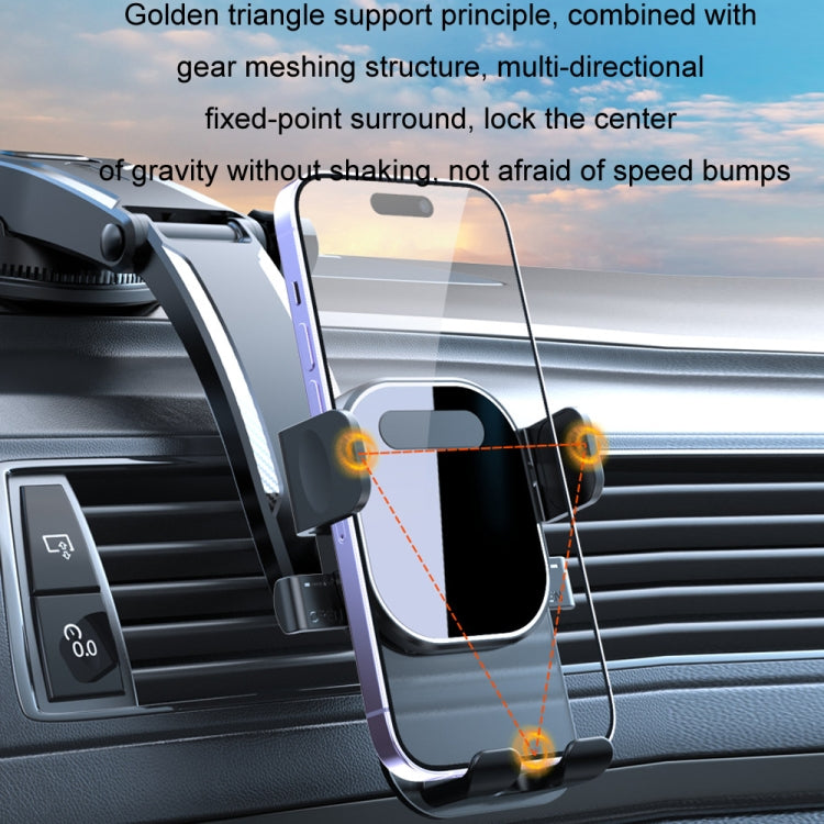 Car Suction Cup Dashboard Automatic Lock Mobile Phone Holder, Style: Orange Telescopic - Car Holders by buy2fix | Online Shopping UK | buy2fix