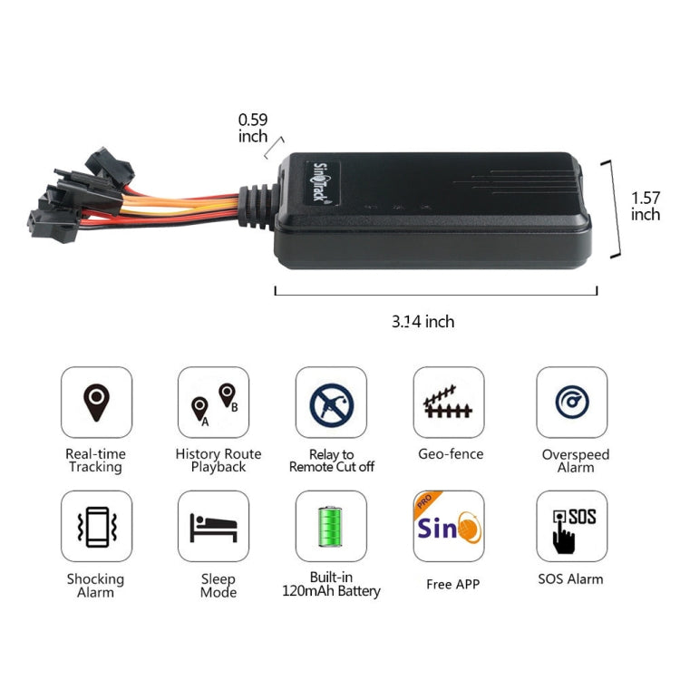 SinoTrack 4G 4-wire GPS Car-mounted Motorcycle Anti-theft Positioning Tracker, Specifications: With Power Cord - Car Tracker by SinoTrack | Online Shopping UK | buy2fix