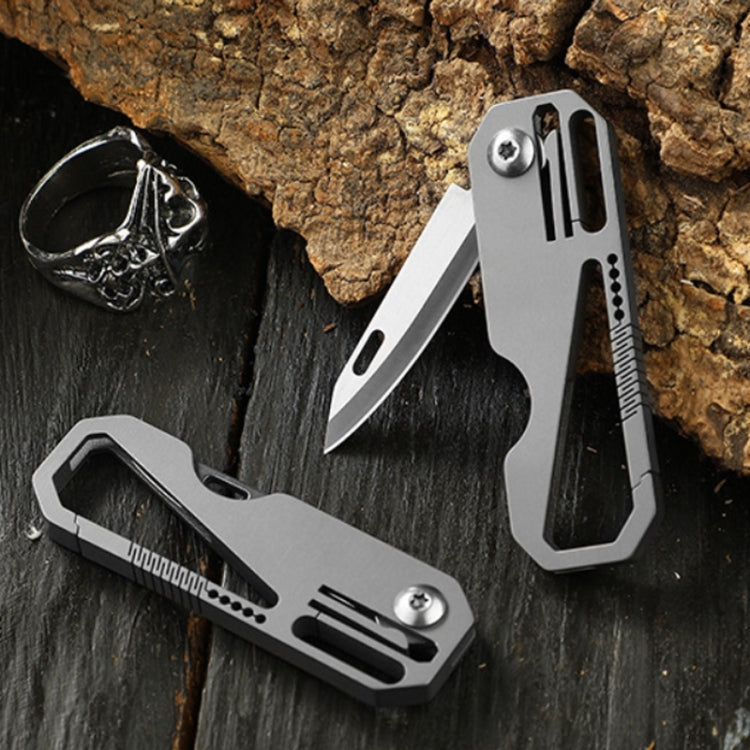 Multifunctional Titanium Keychain Outdoor Portable Defense Mini Folding Knife, Style: With 1 Titanium Ring - Key Rings by buy2fix | Online Shopping UK | buy2fix