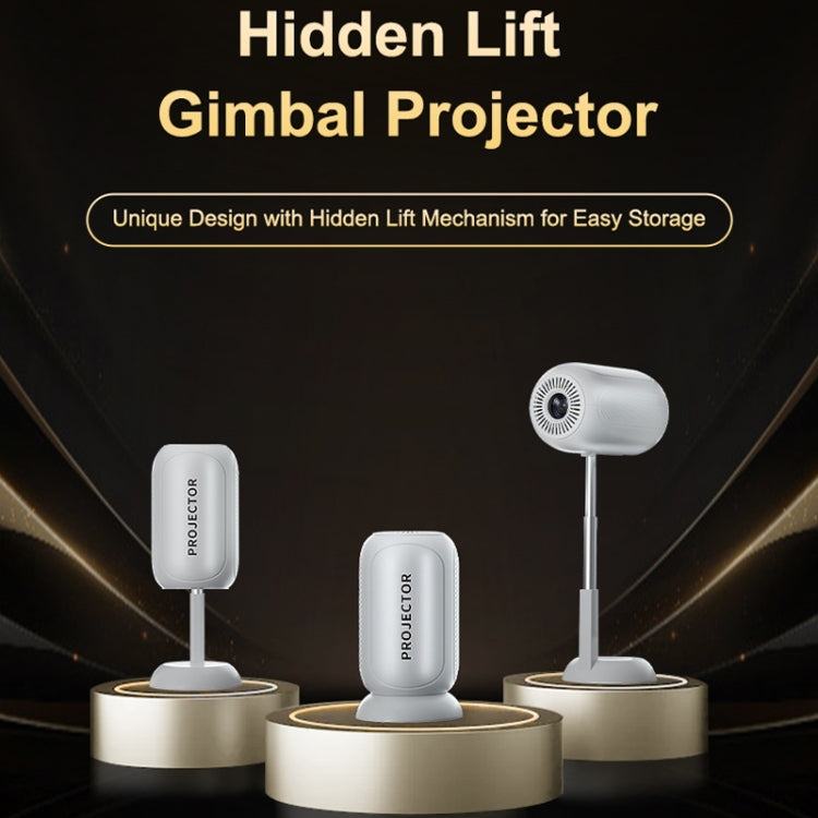 TS-6 Android 11 WiFi6 4K Mini Projector Hidden Lift Gimbal Projector US Plug(White) - LED Projector by buy2fix | Online Shopping UK | buy2fix