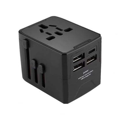 3 x USB & 1 x USB-C / Type-C Travel Plug Adapter International Universal Charging Block(Black) - Plug Adaptor by buy2fix | Online Shopping UK | buy2fix