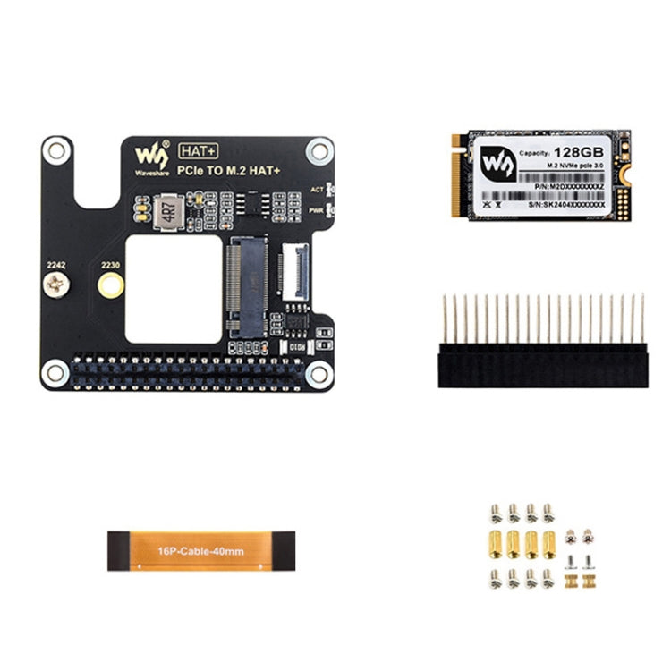 Waveshare For Raspberry Pi 5 PCIe To M.2 Adapter, NVMe Protocol M.2 SSD Basic Kit + 128GB - Raspberry Pi Accessories by Waveshare | Online Shopping UK | buy2fix