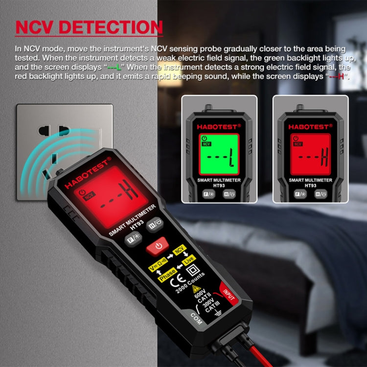 HABOTEST HT93 Phase Sequence Detection Intelligent Anti-Burn-In Fully Automatic Multimeter(Black) - Digital Multimeter by HABOTEST | Online Shopping UK | buy2fix