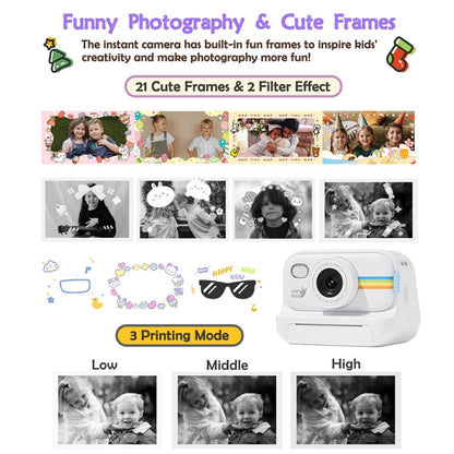 2.0-Inch LED Flash 1080P HD Recording Photo Printing Camera With 3-Rolls Paper, Color: Purple - Children Cameras by buy2fix | Online Shopping UK | buy2fix