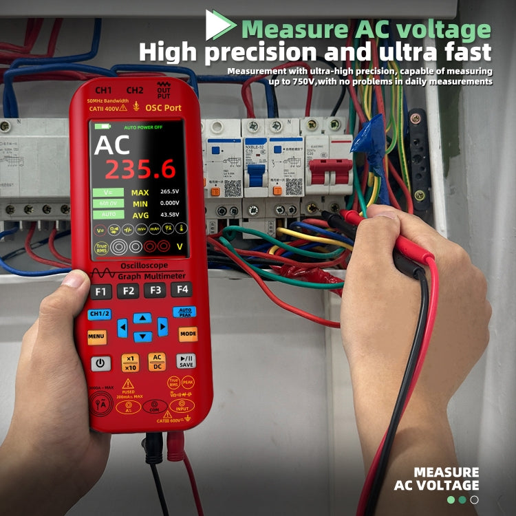 BSIDE O9 Digital Handheld Dual Channel 50MHz Oscilloscope Signal Source Multimeter, Spec: With Dual Oscilloscope Probe (Red) - Digital Multimeter by BSIDE | Online Shopping UK | buy2fix