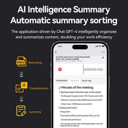 64GB AI Voice Recorder App Control Supports 58 Languages Simultaneous Interpretation / Transcribe & Summarize(Black) - Other Style by buy2fix | Online Shopping UK | buy2fix