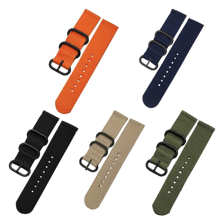 Washable Nylon Canvas Watchband, Band Width:24mm(Orange with Black Ring Buckle) - Watch Accessories & Parts by buy2fix | Online Shopping UK | buy2fix