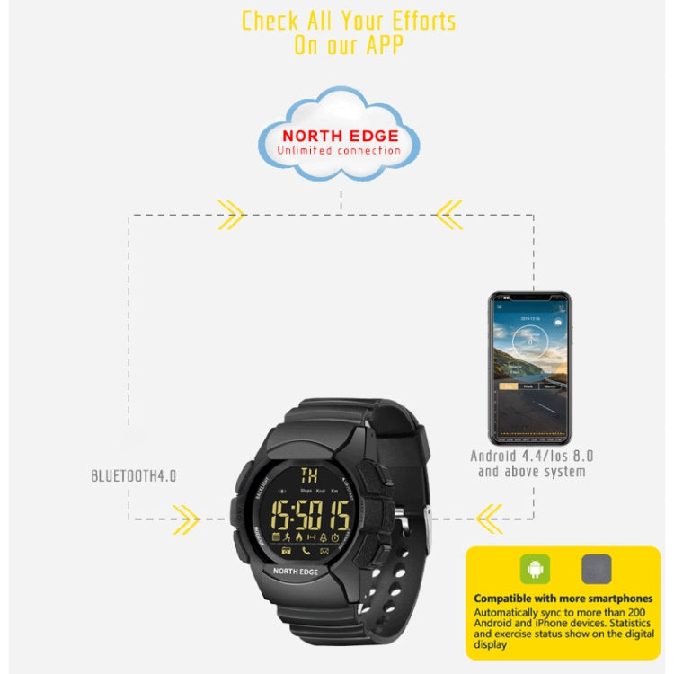 NORTH EDGE AK Bluetooth Multi-function Smart Watch with LED Backlit, Support Incoming Call Reminder, Smart Stopwatch, Information Reminder - Sport Watches by NORTH EDGE | Online Shopping UK | buy2fix