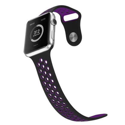 For Apple Watch Series 7 41mm / 6 & SE & 5 & 4 40mm / 3 & 2 & 1 38mm Fashionable Classical Silicone Sport Watch Band (Black Purple) - Watch Bands by buy2fix | Online Shopping UK | buy2fix