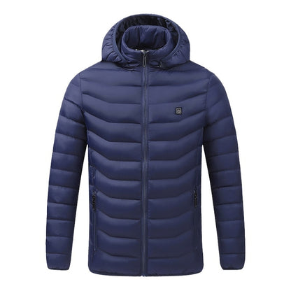 USB Heated Smart Constant Temperature Hooded Warm Coat for Men and Women (Color:Blue Size:XL) - Down Jackets by buy2fix | Online Shopping UK | buy2fix