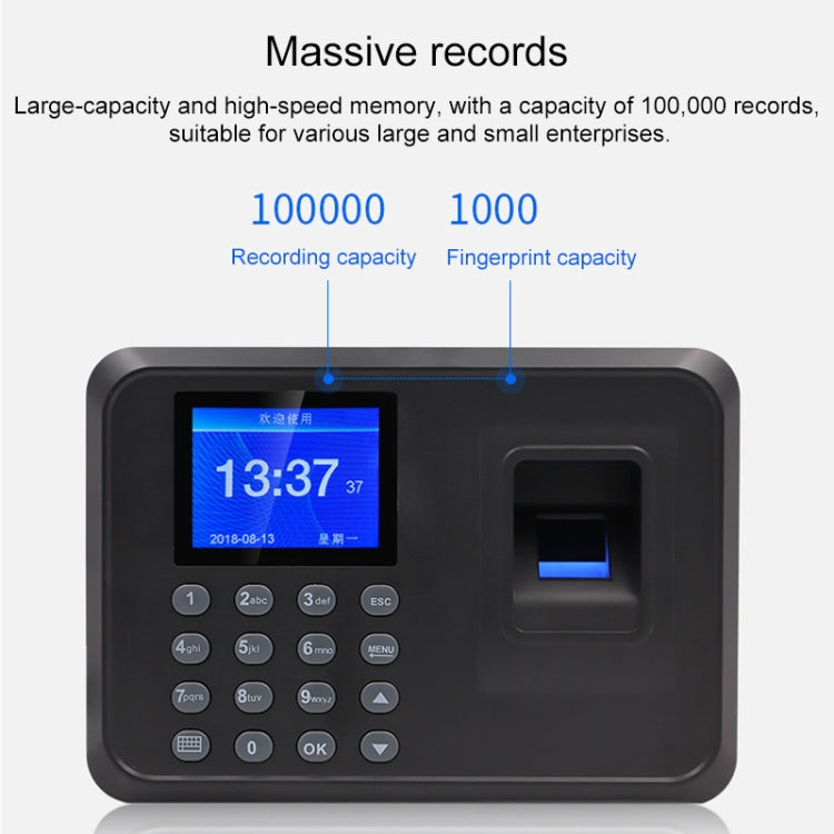 F01 Fingerprint Time Attendance Machine with 2.4 inch TFT Screen, UK Plug - Security by buy2fix | Online Shopping UK | buy2fix