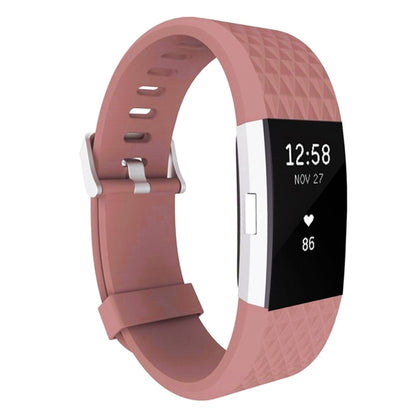 For Fitbit Charger 2 Bracelet Watch Diamond Texture TPU Watch Band, Full Length: 23cm(Coffee) - Watch Bands by buy2fix | Online Shopping UK | buy2fix