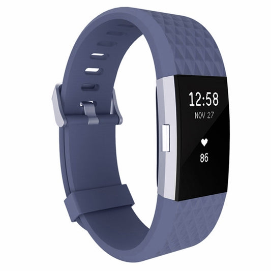 For Fitbit Charger 2 Bracelet Watch Diamond Texture TPU Watch Band, Full Length: 23cm(Dark Blue) - Watch Bands by buy2fix | Online Shopping UK | buy2fix