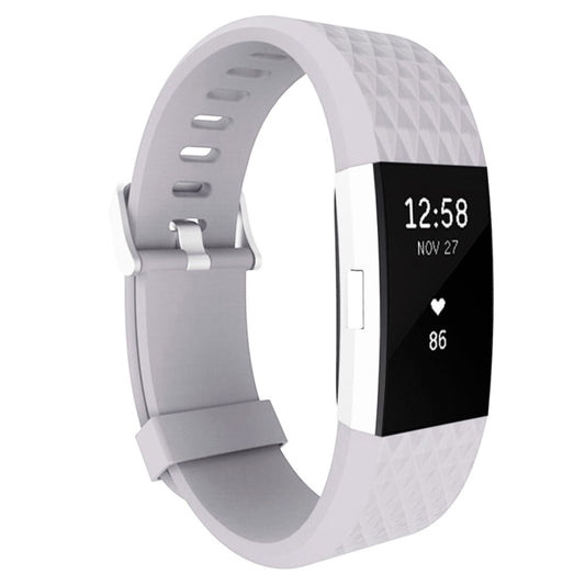 For Fitbit Charger 2 Bracelet Watch Diamond Texture TPU Watch Band, Full Length: 23cm(Grey) - Watch Bands by buy2fix | Online Shopping UK | buy2fix