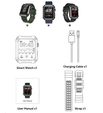 HAMTOD NX3 Pro 1.83 inch Rugged Smart Watch, Support Bluetooth Call / Sleep / Heart Rate / Blood Oxygen / Blood Pressure Monitoring(Green) - Smart Wear by HAMTOD | Online Shopping UK | buy2fix