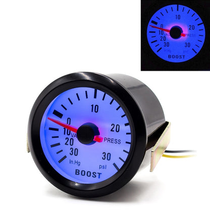 52mm 12V Universal Car Modified LED Blue Light Turbo Boost Gauge - In Car by buy2fix | Online Shopping UK | buy2fix