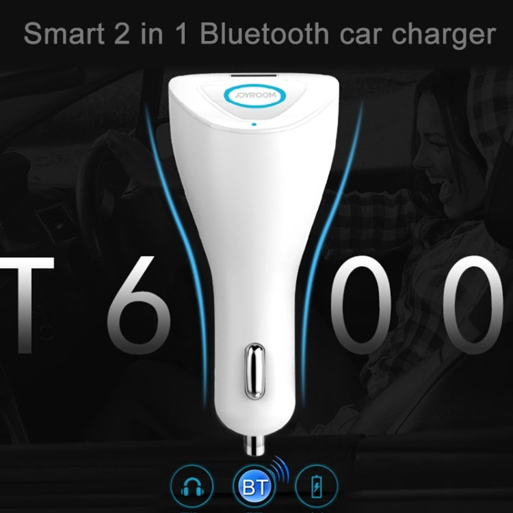 JOYROOM T600 2 in 1 Multifunctional Wireless Bluetooth 2.1A Single USB Port Car Charger + Earphone with Circular LED Indicator Light and Hands-free Call Functions for Cars & Pickups & SUV & Smartphone ... S & MP3 & MP4 and other USB-charged Devices(White) - In Car by JOYROOM | Online Shopping UK | buy2fix