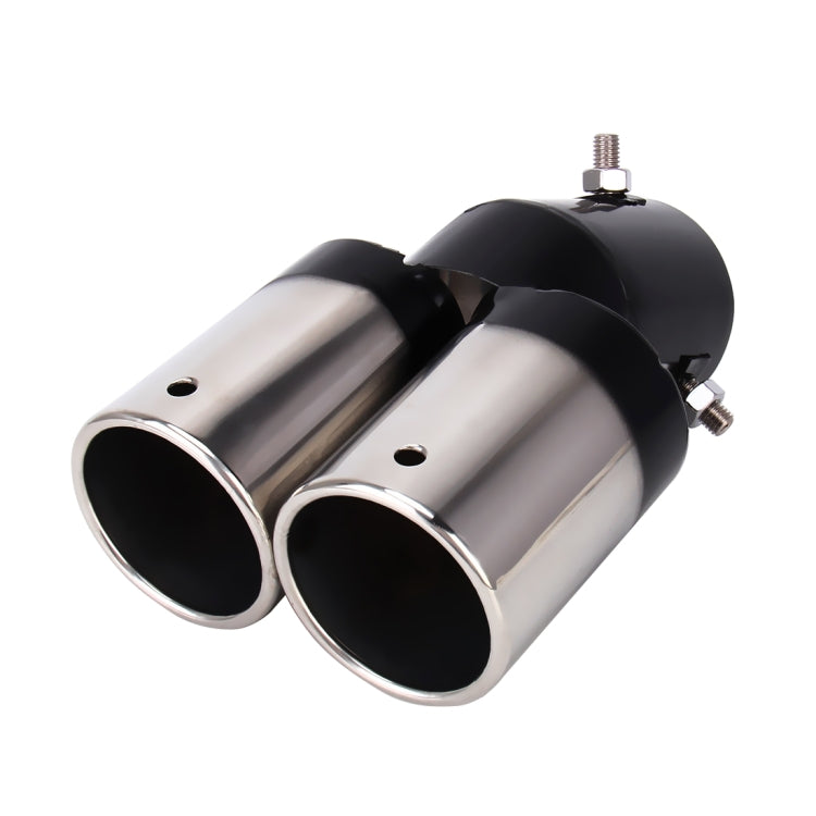 Universal Car Styling Stainless Steel Curved Double Outlets Exhaust Tail Muffler Tip Pipe(Black) - In Car by buy2fix | Online Shopping UK | buy2fix