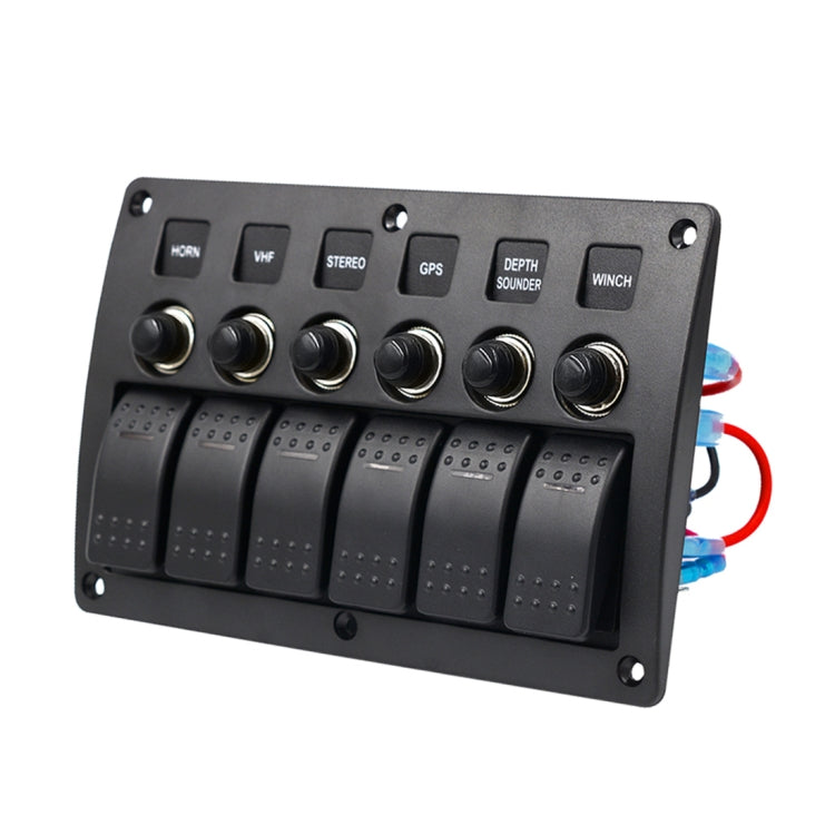 3Pin 6 Way Switches Combination Switch Panel with Light and Projector Lens for Car RV Marine Boat - In Car by buy2fix | Online Shopping UK | buy2fix