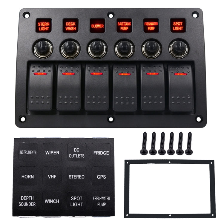 3Pin 6 Way Switches Combination Switch Panel with Light and Projector Lens for Car RV Marine Boat - In Car by buy2fix | Online Shopping UK | buy2fix