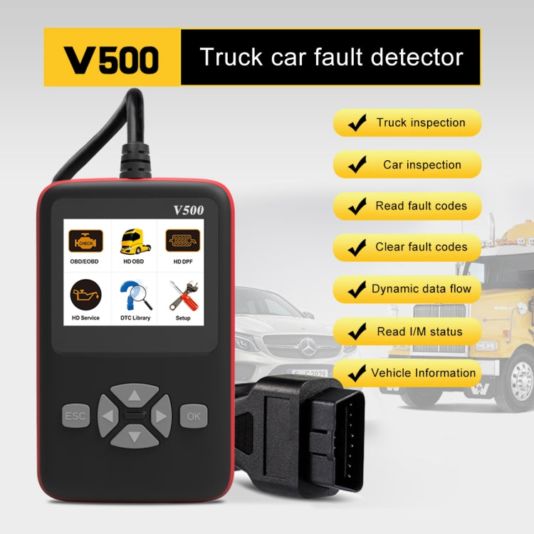 V500 Trunk HD Reading Card Professional OBDII Diagnostic Code Scanner Tool - In Car by buy2fix | Online Shopping UK | buy2fix